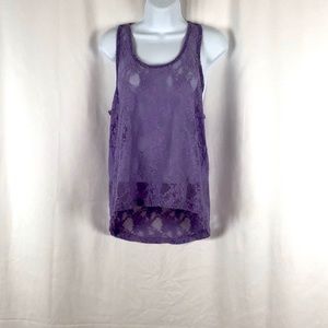 Iris sheer lace racer back lilac tank M